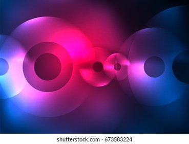 Círculos brillantes en la plantilla de diseño de fondo abstracto vectorial oscuro y futurista