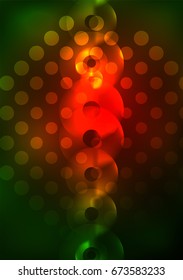 Glowing circles in the dark, futuristic vector abstract background design template