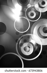 Glowing circles in the dark, futuristic vector abstract background design template