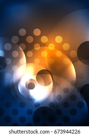Círculos brillantes en la plantilla de diseño de fondo abstracto vectorial oscuro y futurista