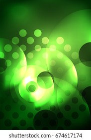 Círculos brillantes en la plantilla de diseño de fondo abstracto vectorial oscuro y futurista