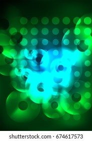 Círculos brillantes en la plantilla de diseño de fondo abstracto vectorial oscuro y futurista