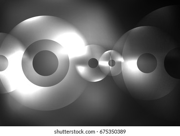 Glowing circles in the dark, futuristic vector abstract background design template