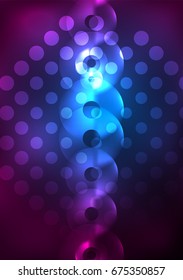 Glowing circles in the dark, futuristic vector abstract background design template