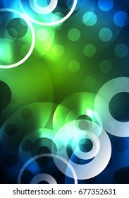 Círculos brillantes en la plantilla de diseño de fondo abstracto vectorial oscuro y futurista