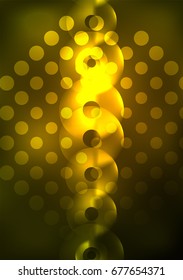 Glowing circles in the dark, futuristic vector abstract background design template