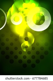 Círculos brillantes en la plantilla de diseño de fondo abstracto vectorial oscuro y futurista