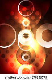 Círculos brillantes en la plantilla de diseño de fondo abstracto vectorial oscuro y futurista