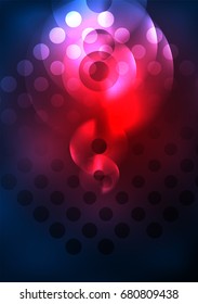 Glowing circles in the dark, futuristic vector abstract background design template