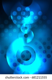 Círculos brillantes en la plantilla de diseño de fondo abstracto vectorial oscuro y futurista