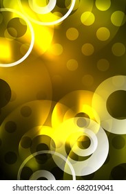 Círculos brillantes en la plantilla de diseño de fondo abstracto vectorial oscuro y futurista
