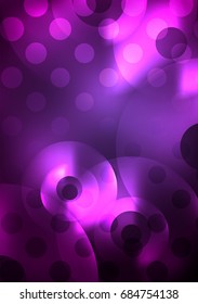 Glowing circles in the dark, futuristic vector abstract background design template