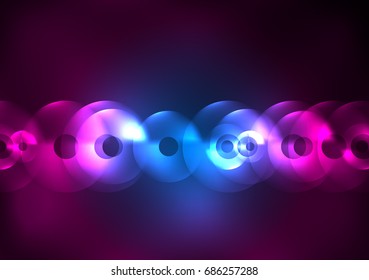 Círculos brillantes en la plantilla de diseño de fondo abstracto vectorial oscuro y futurista