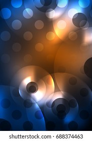 Círculos brillantes en la plantilla de diseño de fondo abstracto vectorial oscuro y futurista