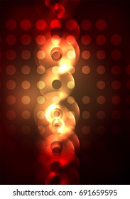 Círculos brillantes en la plantilla de diseño de fondo abstracto vectorial oscuro y futurista