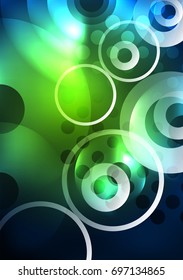 Círculos brillantes en la plantilla de diseño de fondo abstracto vectorial oscuro y futurista