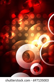 Círculos brillantes en la plantilla de diseño de fondo abstracto vectorial oscuro y futurista