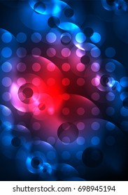 Círculos brillantes en la plantilla de diseño de fondo abstracto vectorial oscuro y futurista