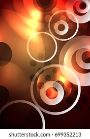 Glowing circles in the dark, futuristic vector abstract background design template