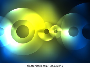 Círculos brillantes en la plantilla de diseño de fondo abstracto vectorial oscuro y futurista