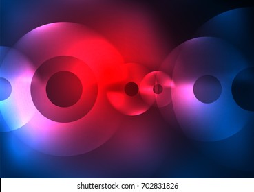 Círculos brillantes en la plantilla de diseño de fondo abstracto vectorial oscuro y futurista