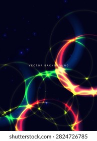 Glowing circles lines on dark background. Techology movement speed, internet hi speed concept. Vector illustration
