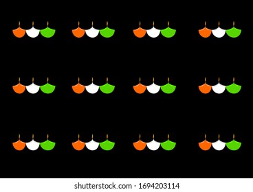 Glowing clay lamp light with clay lamp in Indian flag color around dark background. Representing the concept of gratitude towards people working to fight against COVID-19 in India.