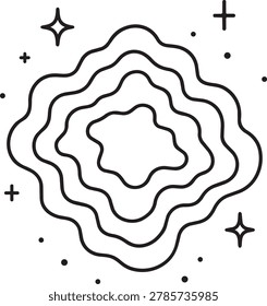 Glowing cloud of space nebula thin line vector icon for stellar nursery and galaxy formation science