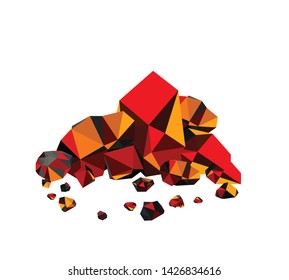 Glowing coal, hot embers isolated on white
