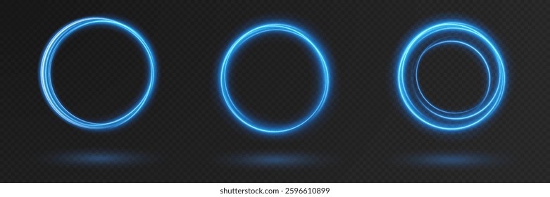 Glowing color rings with radiant light effects and elegant metallic shine. A premium vector illustration featuring luxurious circular elements with smooth reflections and sparkling highlights.