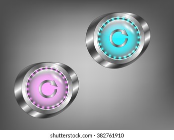 glowing colored glass buttons on a gray background