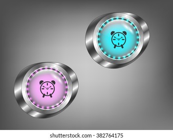 glowing colored glass buttons on a gray background