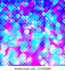 Glowing colorful  background with colorful disco lights. Bokeh lights vector illustration.