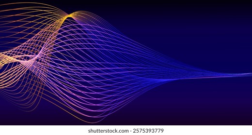 Glowing colorful dynamic lines wave. Science tech abstract background