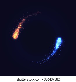 Glowing colorful lights - blue and orange stardust- vector eps10