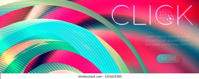 Glowing colorful smoke effect blurred abstract background with trendy geometric elements. Vector template. Modern mockup