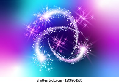 Glowing colorful sparkle salute with shiny stars