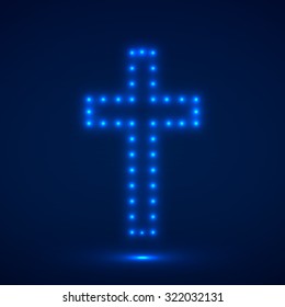 Glowing cross. Christian Symbol. Vector illustration. Eps 10
