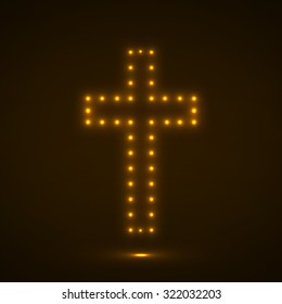 Glowing cross. Christian Symbol. Vector illustration. Eps 10