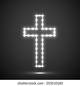 Glowing cross. Christian Symbol. Vector illustration. Eps 10