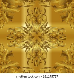 Glowing cross. Patterned texture. Texture on a golden background 