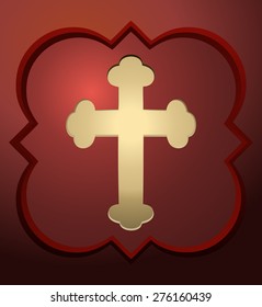 Glowing Cross Sign Background, Vector Illustration. 
