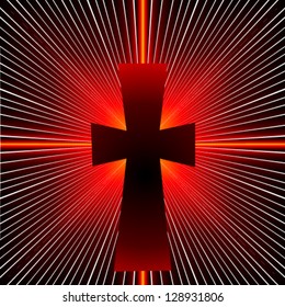 glowing cross. vector