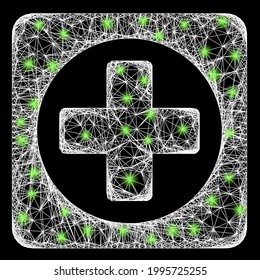 Glowing crossing mesh create wireframe with glowing spots. Constellation vector framework created from create pictogram and crossing white lines. Sparkle frame mesh create, on a black backgound.