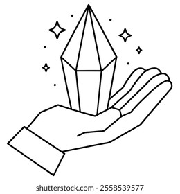 Glowing Crystal Hand Vector Illustration.