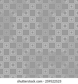 Glowing cubes on gray background, shiny vector seamless pattern, abstract backdrop. halftone effect