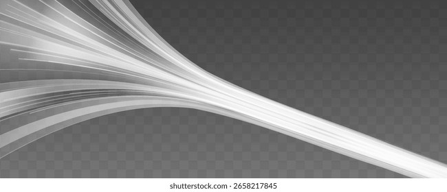 Glowing curve light trails, white lines of motion with high-speed optic fiber and fast-moving light effects.	