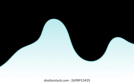 Forma de onda ciano brilhante, visualização de dados abstratos escuros em preto