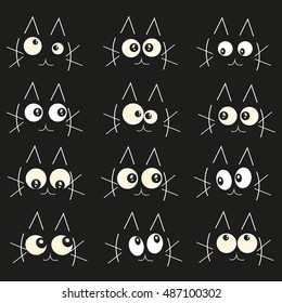 Glowing in the dark cats eyes vector illustration background