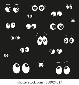 Glowing in the dark eyes with hearts vector background